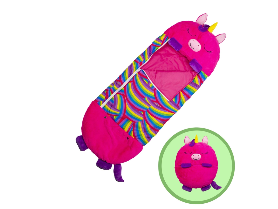 Saco De Dormir Con Almohada Grande - Unicornio Rojo - 180x70 Cm, Apto Para Niños A Partir De 12 Años.
