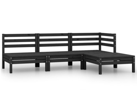 Conjunto 4 Conjunto de muebles de jardín VIDAXL madera maciza pino negro