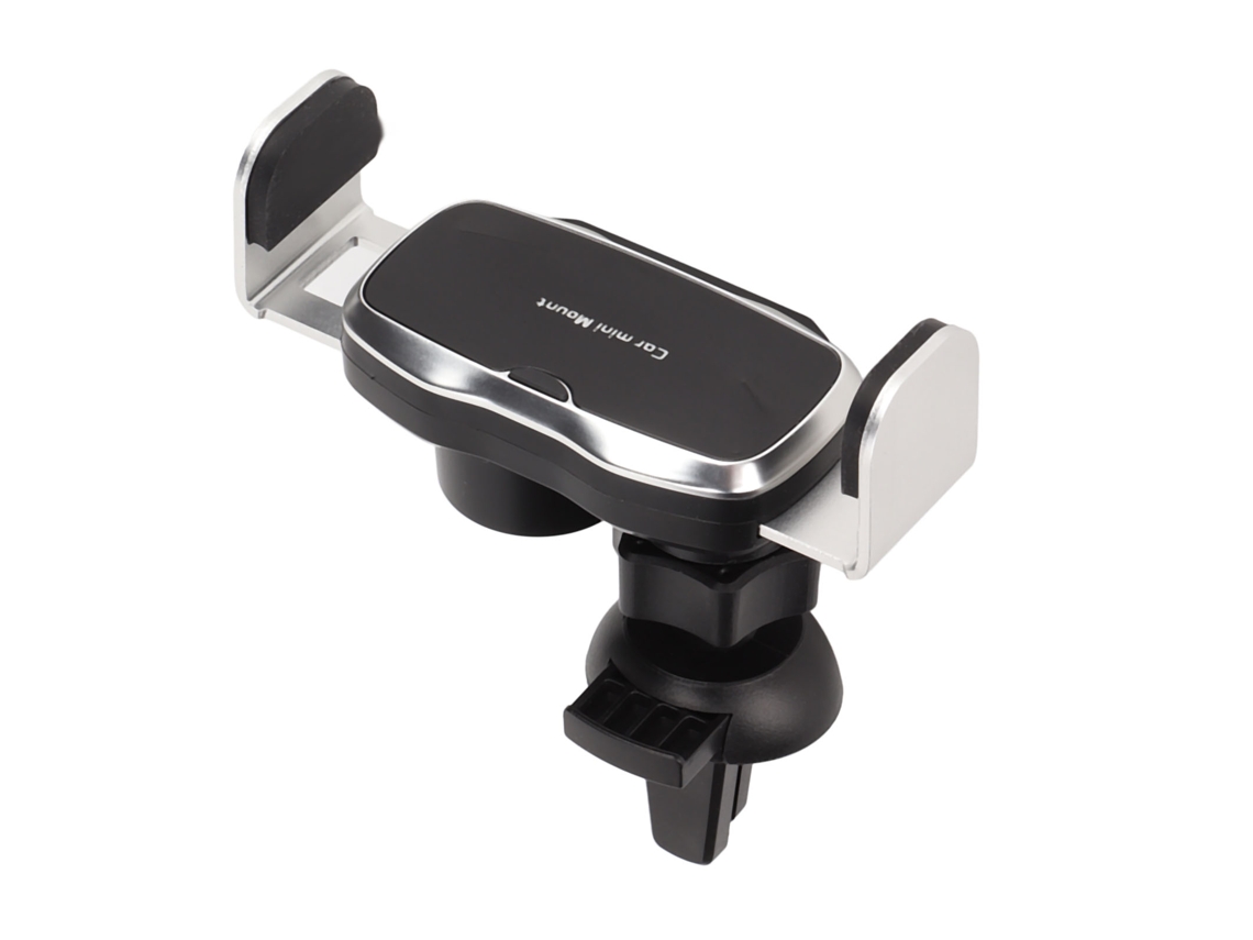 Suporte Elétrico Para Celular Com Reconhecimento Duplo Giratório Universal Para Carro Prata Acessório Veicular