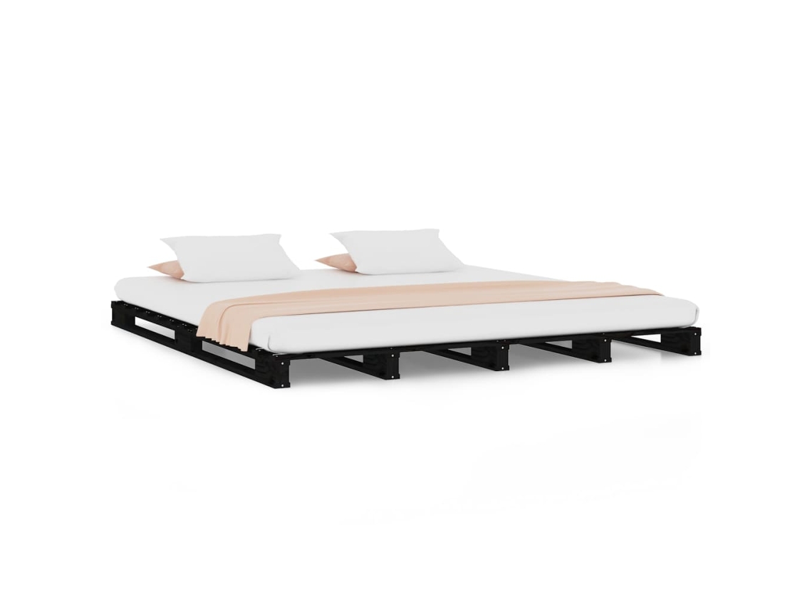 Maison Exclusive - Cama De Palets De Madera Maciza De Pino Negra 140x190 Cm