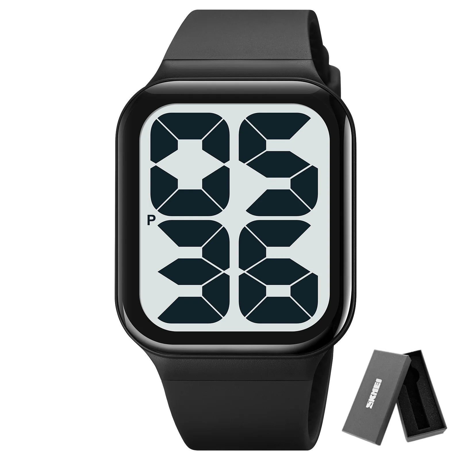Reloj Despertador Deportivo Digital Retroiluminado (blanco Y Negro), Resistencia Al Agua De 5 Bares.