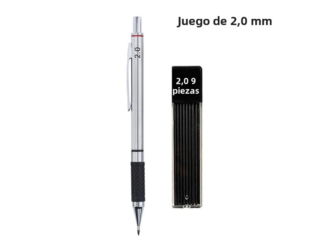 Juego de portaminas metálicos, aptos para dibujo artístico, con mango. MDUG (2,0 mm)