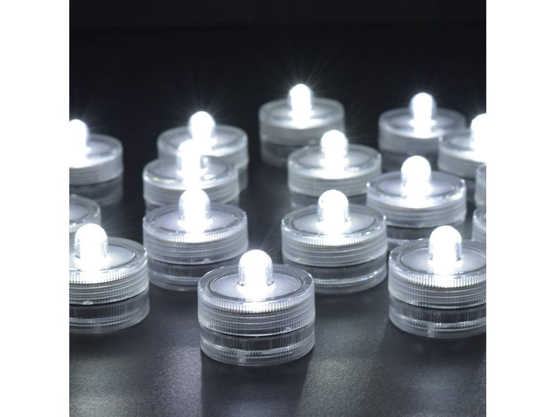 Vela LED de té con diseño floral brillante, reutilizable, diseño pequeño, fácil de encender y apagar, batería incluida, decoración subacuática súper brillante.