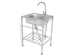 Fregadero de pedestal, grifo de 360°, OEM plateado