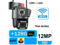 Cámaras de seguridad IP Wi-Fi Mdug de 12 MP, 6 K, 128 GB de memoria, 8 lentes triples con monitoreo automático y zoom del 100 %