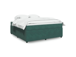 Cama Box Spring Con Colchón Terciopelo Verde Oscuro 180x200 Cm