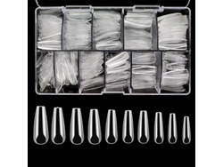 500 Uñas Postizas Largas De Ballet, 10 Tamaños, Acrílicas, Con Estuche Transparente Para Manicura Casera.