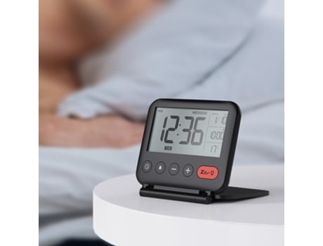 Reloj despertador plegable con espejo de maquillaje