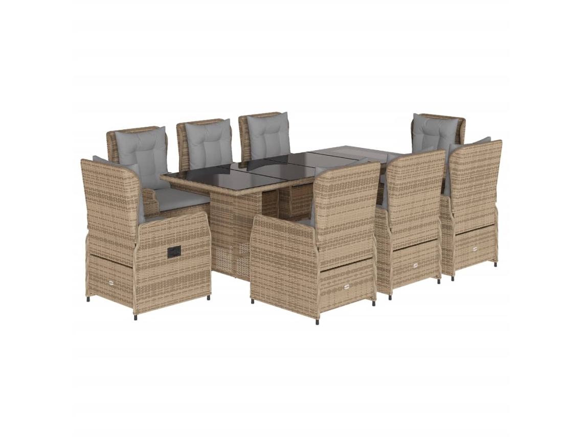Maison Exclusive - Set Comedor De Jardín 9 Pzas Con Cojines Ratán Sintético Beige