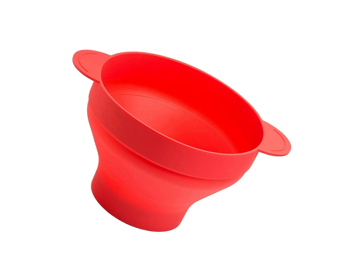 Bol plegable de silicona resistente al calor para máquina de palomitas de maíz de microondas con asas de fácil manejo, color rojo.