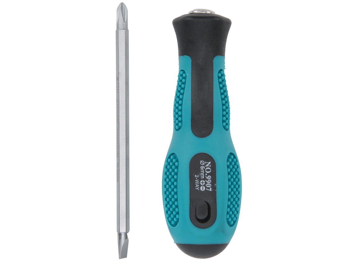 Destornillador De Doble Propósito H5x75mm Con Puntas Planas Y Phillips, Mango Antideslizante, Herramienta Manual Magnética