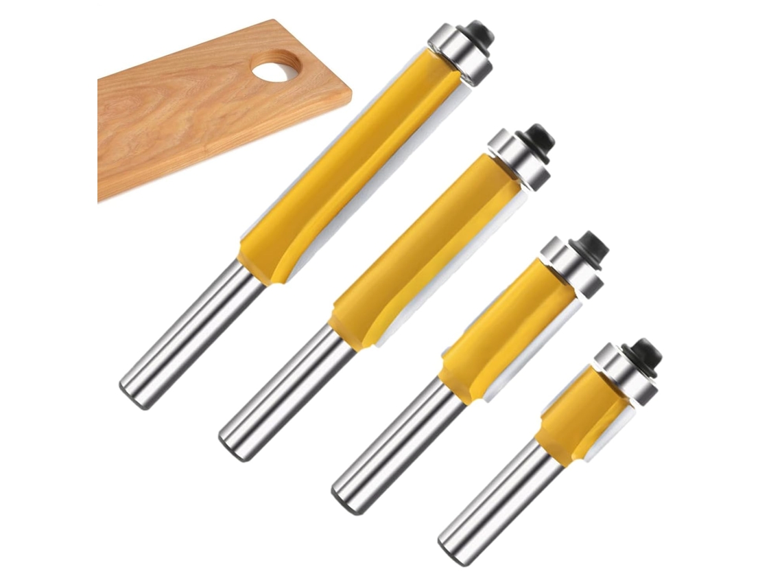 Juego Fresas Amarillo, 8 Mm, Juego 4 Herramientas Madera, Laminado, Muebles Reformas Hogar