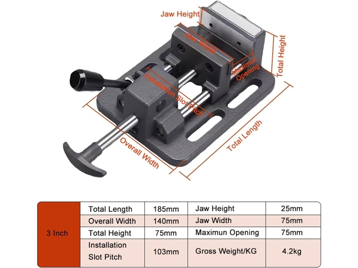 Perceuse Rapide Robuste De 7, 6 Cm, Pince Bec Plat, D'établi Precision Avec Fixation Action