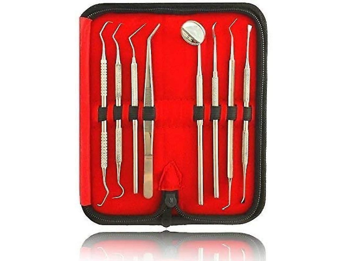 Kit De Cuidado Dental 8 En 1 Para La Eliminación De Sarro Con Herramientas De Acero Inoxidable Y Estuche Portátil.