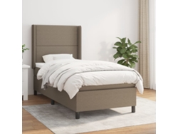 Cama Box Spring Con Colchón Tela Gris Taupe 90x200 Cm