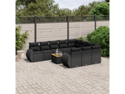 Conjunto de sofás de jardín de 11 piezas DKD Home Decor con cojines de mimbre negros
