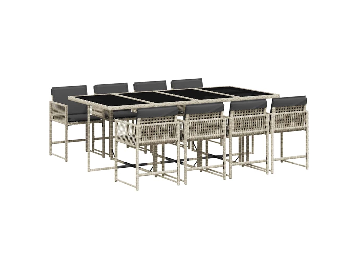 Maison Exclusive - Set Comedor De Jardín 9 Pzas Cojines Ratán Sintético Gris Claro