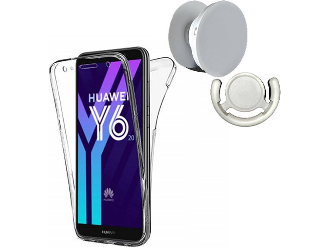 Kit Funda, PopSocket y Soporte PopSocket Huawei Y6 2018 360º Transparente