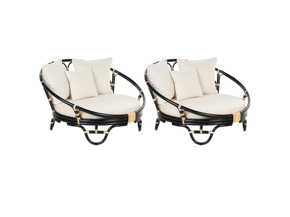 Cama de exterior BELIANI Rossano de Ratán Negro 112x110x71