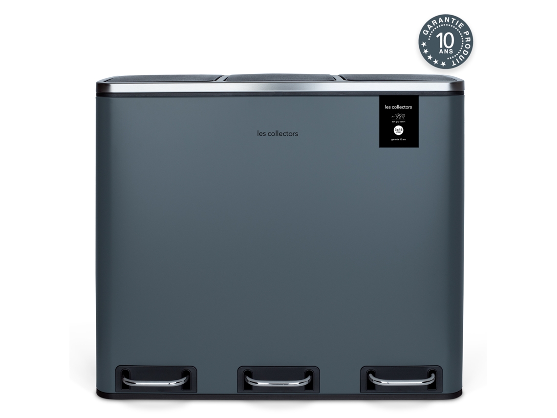 Cubo de Basura LES COLLECTORS N°984 (Gris - Acero Inoxidable - 3 x 18 L)