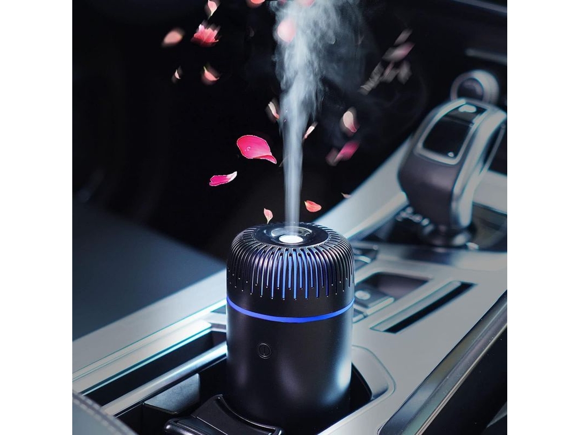Difusor De Aceites Esenciales Usb Para Coche, Mini Humidificador Portátil Silencioso Con Luz Led, Negro.
