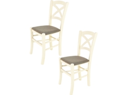 Conjunto de 2 Cadeiras T M C S Cross 332AB-NL025 (Branco - 88x43x46 cm - Madeira)