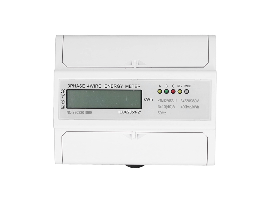 Medidor De Energía Trifásico De 4 Hilos Con Pantalla Lcd Para Montaje En Carril Din: Voltaje, Corriente, Potencia - 3x220v/380v