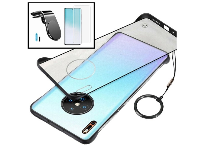 Kit Funda, Protector Curved UV y Soporte Magnético Coche Huawei Mate 30 Pro Invisible Bumper