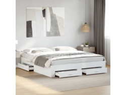 Estructura Cama Con Cajones Madera Ingeniería Blanca 200x200 Cm