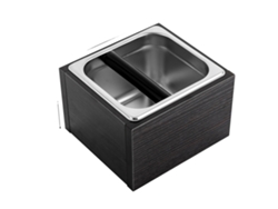 Caja para café, acero inoxidable duradero, diseño que reduce el ruido, color negro.