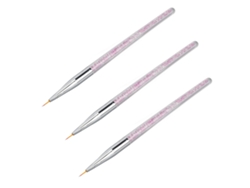 Juego de 3 pinceles delineadores para decoración de uñas con tapa protectora - Multiusos para decoración de uñas en casa y en salones de belleza.