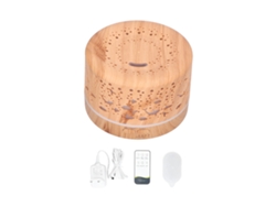 Difusor De Aromas Y Humidificador De 700 Ml Con Textura De Madera, Luz Led Y Control Remoto Bluetooth (ue).