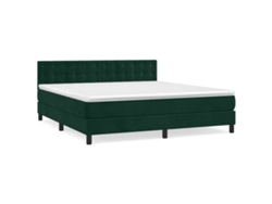Maison Exclusive - Cama Box Spring Con Colchón Terciopelo Verde Oscuro 160x200 Cm