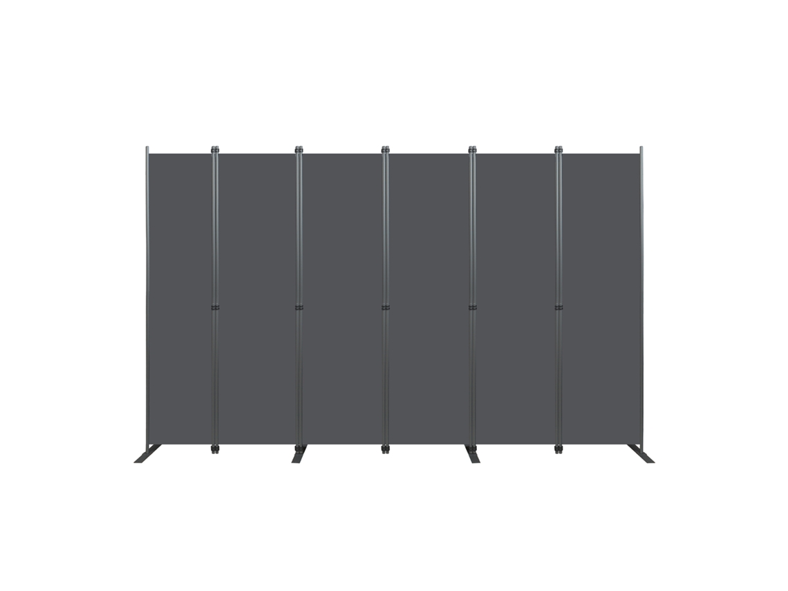 Paravente Gris 6 Piezas 304x180cm Plegable Freestanding Grande Para Interior