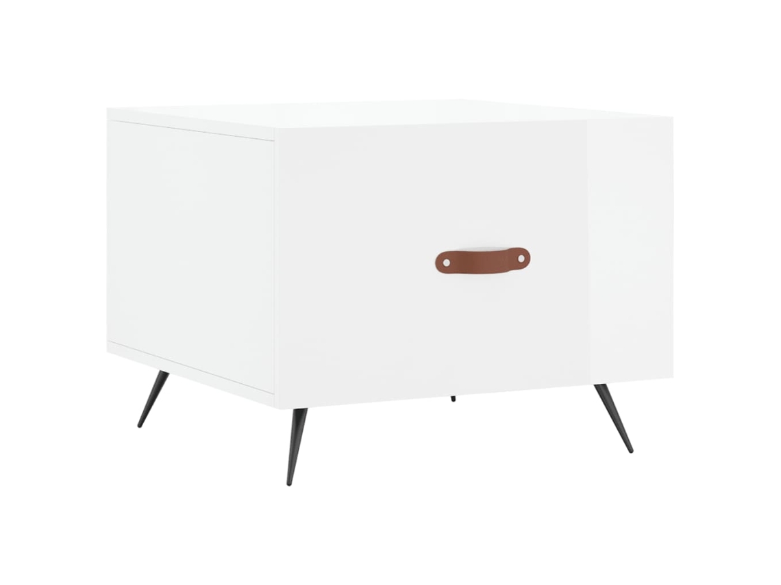 Mesa de centro de madera procesada, blanco brillante, MAISON EXCLUSIVE (50x50x40 cm)