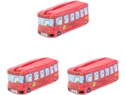 Nuobesty Set De 3 Adorables Estuches Para Lápices Con Forma De Autobús Escolar Y Cremallera