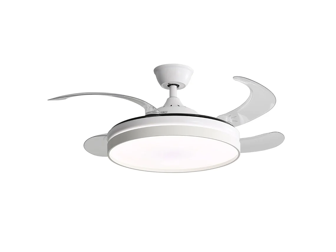 Ventilador de Techo KLACK con Luz LED, Aspas retráctiles de 106 cm, Silencioso, Función Frío-Calor