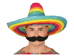 Sombrero Mexicano de paja multicolor de 50 cm adulto