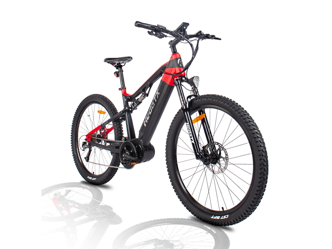 Bicicleta de montaña eléctrica Hedatx TX11 con neumáticos de 27,5", motor central de 500 W y batería de 48 VE y 15 Ah.