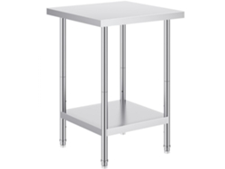 Mesa de trabajo de acero inoxidable de 610 x 610 mm con estante ajustable Tekmaquinas