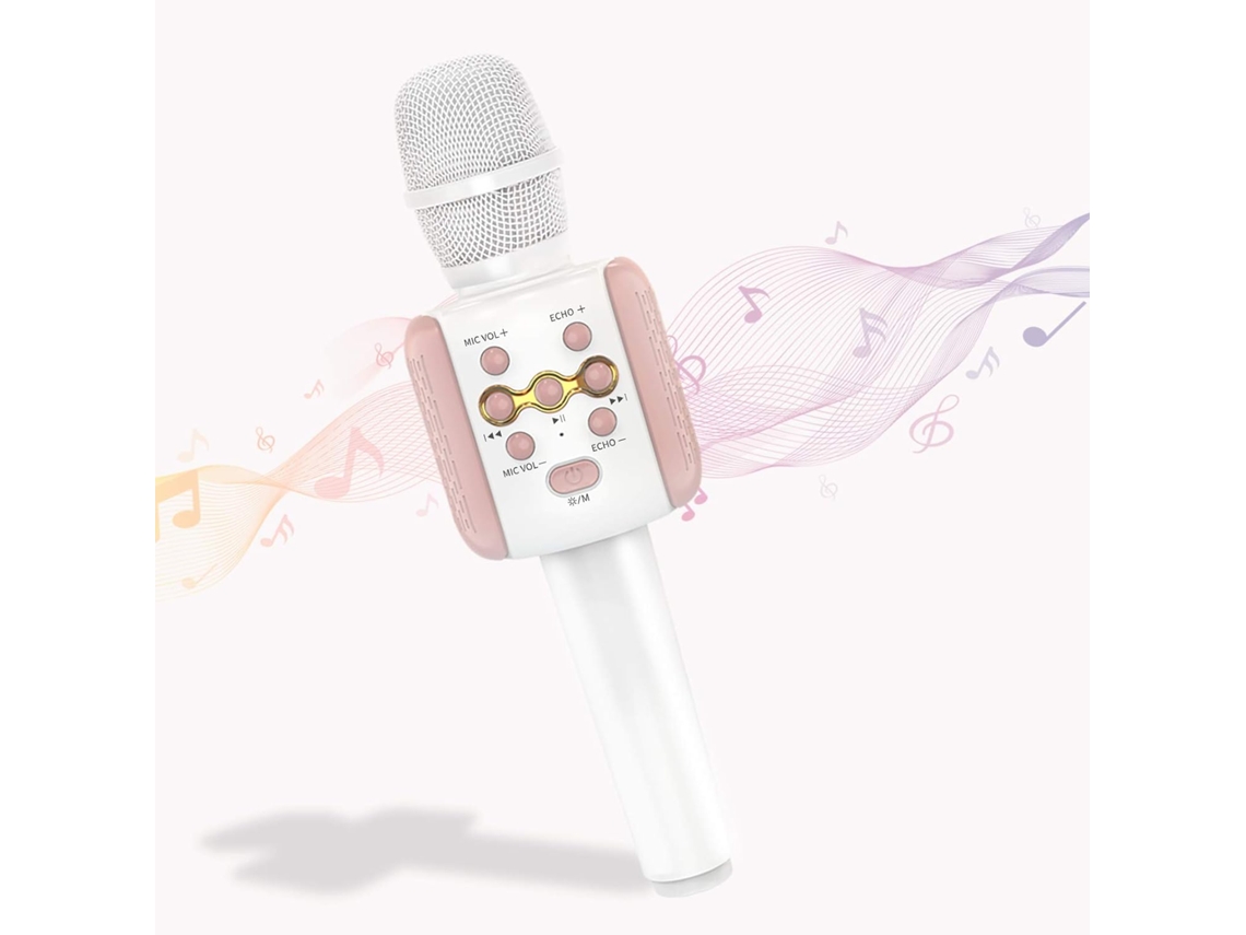 Microfone de Karaokê Sem Fio Bluetooth com Luz Led Máquina de Karaokê Infantil Microfones Sem Fio de Mão com Alto-Falante Microfones 
