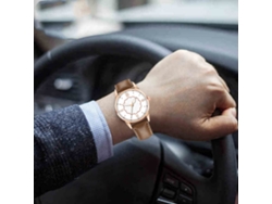 Reloj De Pulsera Analógico De Cuarzo Para Hombre, De Aleación, Con Esfera Redonda En Marrón Claro Y Blanco.