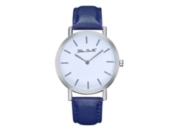 Reloj De Pulsera Unisex De Cuarzo Zlf0196-y Con Correa De Pu Azul, Estilo Sencillo Y Moderno.
