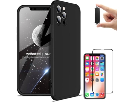 Kit Funda + Protector + Soporte iPhone 12 Pro Max Slim Armor 360º Negro