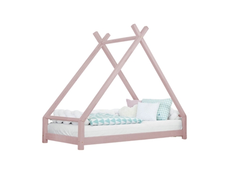 Cama tipi infantil TAHUKA 90 x 190 rosa pastel BENLEMI