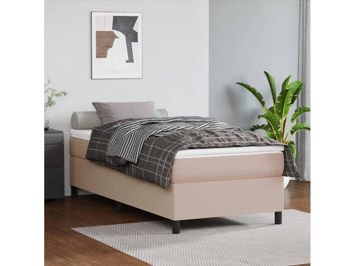 Estructura Cama Sin Colchón Cuero Sintético Capuchino 100x200cm