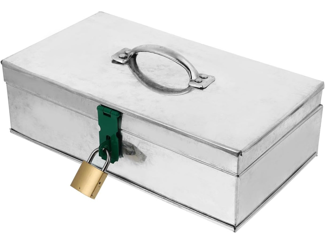 Caja De Herramientas Portátil De Chapa De Acero Con Cerradura, Caja Para El Hogar