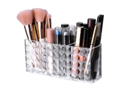 Elegante porta brochas de maquillaje de cristal, porta lápices transparente con purpurina para organizar labiales, brochas de maquillaje, lápices de cejas y más.