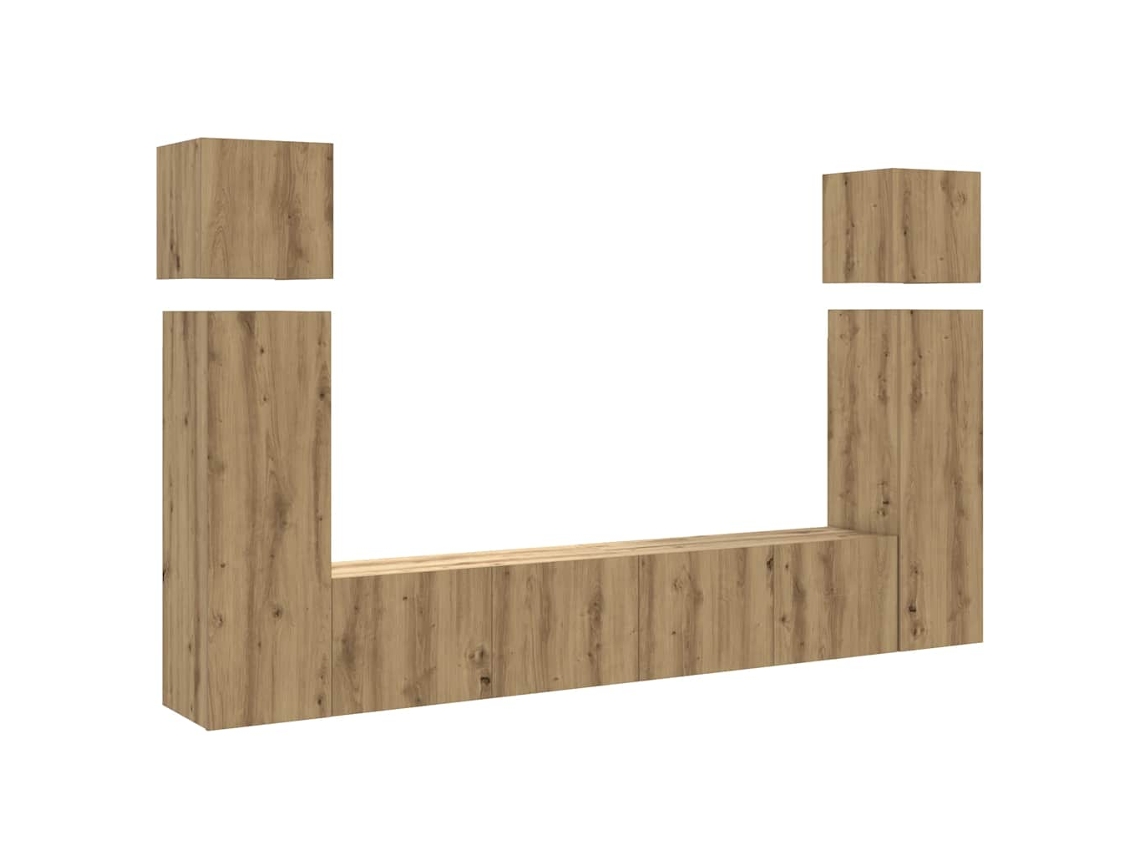 Maison Exclusive - Mueble Para Tv De Pared Madera Contrachapada Artesanal 8 Piezas