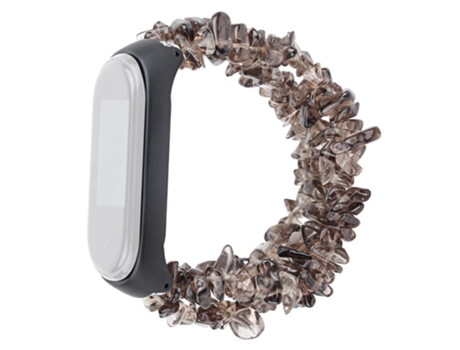 Correa de cuentas trenzadas piedras naturales para Xiaomi Mi Band 5/6 - negro/gris